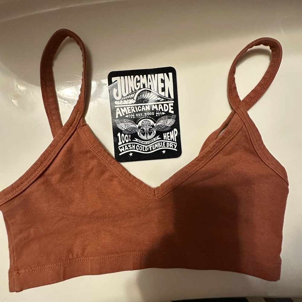 Jungmaven bra size hemp/cotton bralette, Terracotta, size X-Small w/stick…